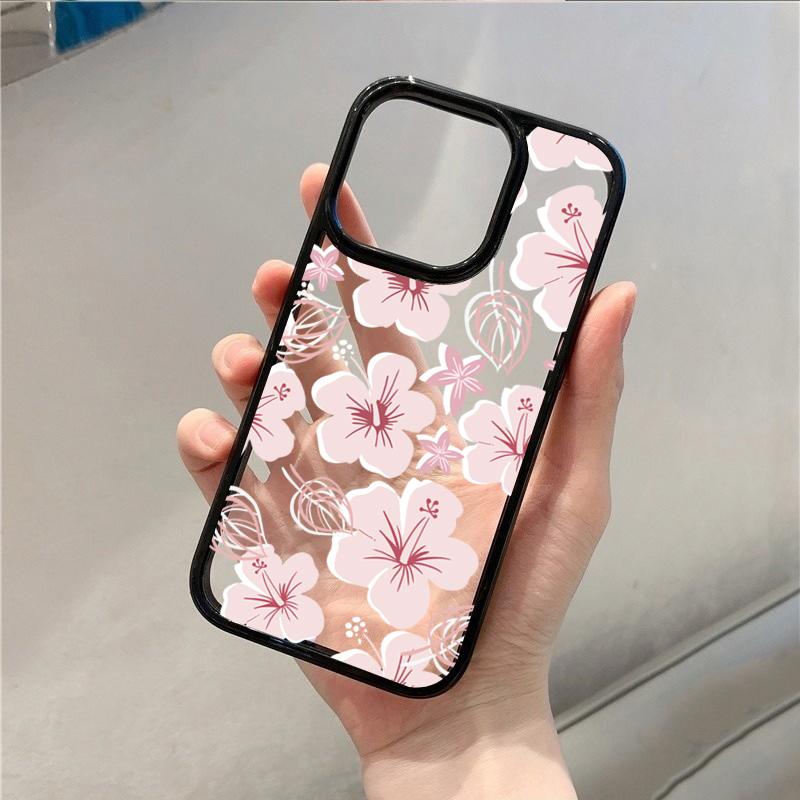 Стильный розовый чехол с цветочным принтом для iPhone 17 16 15 14 13 12 11 Серии Pro Max Plus Двухслойная защита