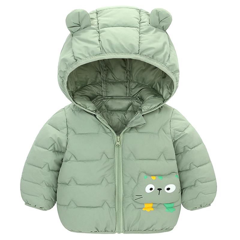Детские легкие пуховики с капюшоном для мальчиков и малышей, теплая верхняя одежда, осенние пальто для девочек, повседневная одежда с рисунком динозавра
