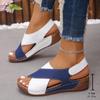 New Women's Contrast Color Wedge Sandals Summer Peep Toe Non Slip Beach Shoes Woman Comfortable Platform Roman Sandalias Mujer