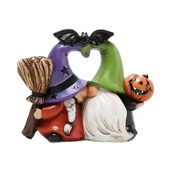 Пара гномов Орнамент Любовь Сердце Поцелуй Безликий Гном Статуэтка Смола