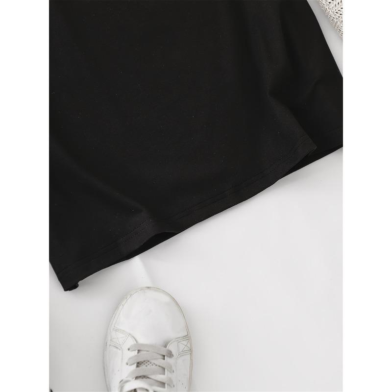 Женская оверсайз футболка с принтом букв, короткий рукав, круглый вырез, повседневная, хлопковая смесь, летняя