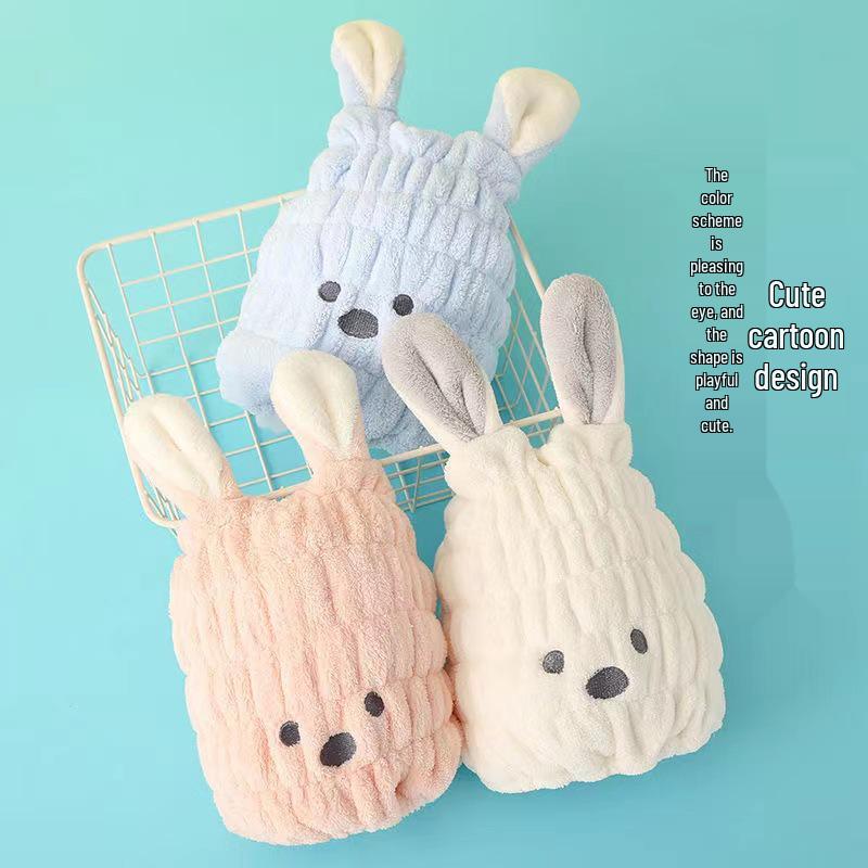Quick-Dry Cute Rabbit Ear Hair Cap: Absorbent Towel & Thickened Shower Headband for Kids & Adults