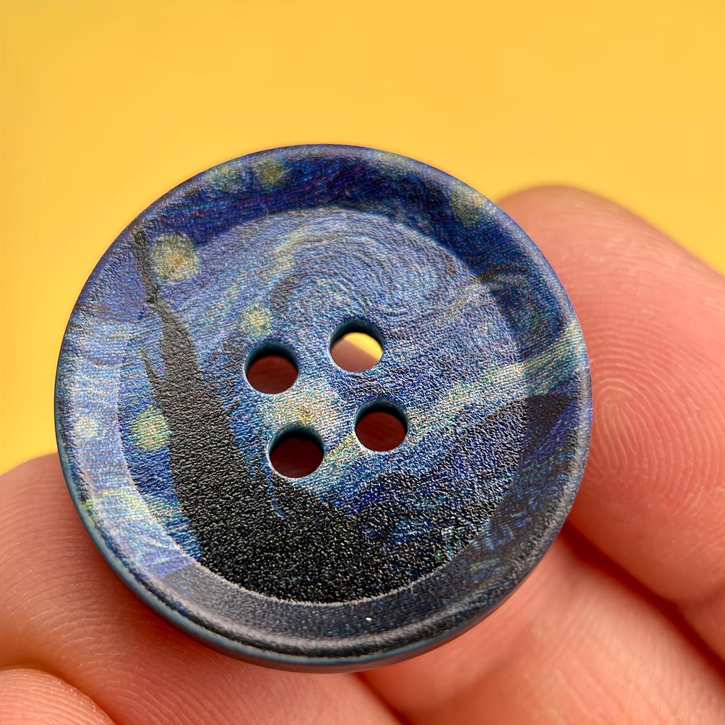 Набор из 5 декоративных больших пуговиц диаметром 30 мм, с масляными картинами Ван Гога и Моне, по одной каждого типа, для одежды, шарфов, сумок