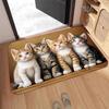 1 шт. Кухонные коврики против усталости, Милый принт с четырьмя полосатыми кошками, Водонепроницаемый Нескользящий Толстый Мягкий Кухонный Коврик Сверхпрочный Комфортный Коврик для Стояния на Кухне