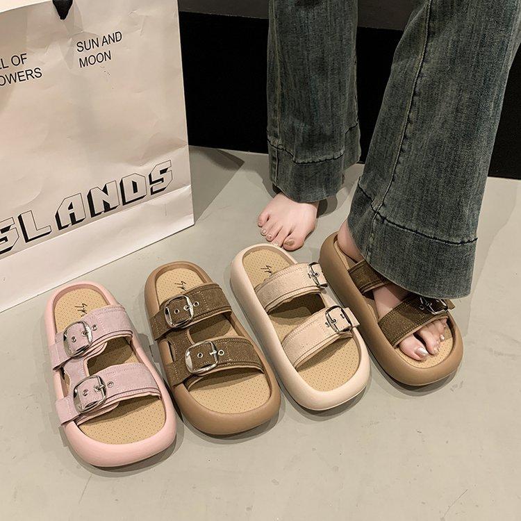 Thick-soled Slippers Summer New Semi-drag Comfortable Casual Soft Outer Wear Flat-bottomed Sandals Women
