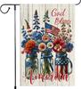 4th of July oral Garden ag 12x18 inch Double Sided Vertical Burlap Patriotic Mason Jar owers Outside Yard Independence EEL