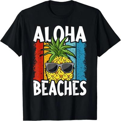 Смешные Дизайны Aloha Beaches Для Мужчин Женщин Ананас Гавайская Футболка