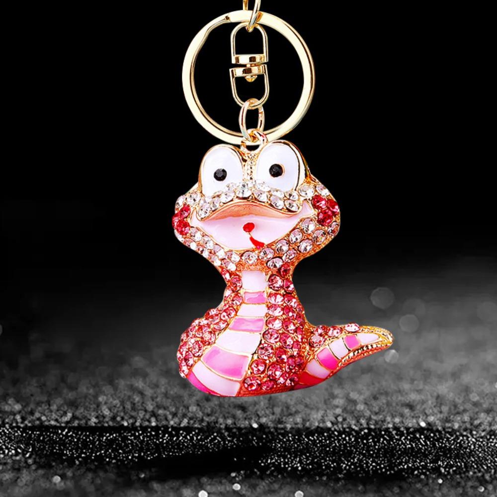 Fortune Rhinestone Snake Keychain Exquisite Women's Bag Pendant Cute Snake Lucky Pendant  Couple