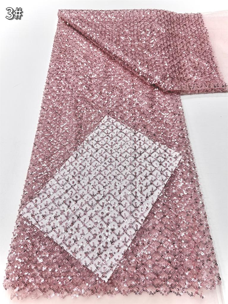 Небесно-голубое африканское кружево с пайетками 2025 Высококачественное кружево Вышивка Нигерийская сетка Ткань с бусинами Французское для свадебного платья