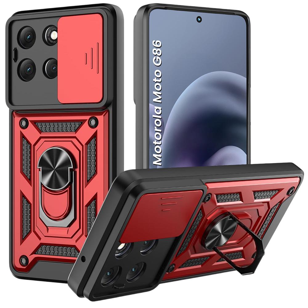 Armored case for Motorola Moto G86 5G, CamShield Slide, red