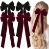 Vintage Large Velvet Bow Hairpins Barrettes Women Girls Wedding Long Ribbon Korean Hair Clip Hairgrip Hair Accessories