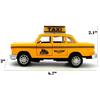 Литая под давлением желтая игрушечная машинка такси Нью-Йорка в клетку 4,5 дюйма с мигающими огнями и звуками