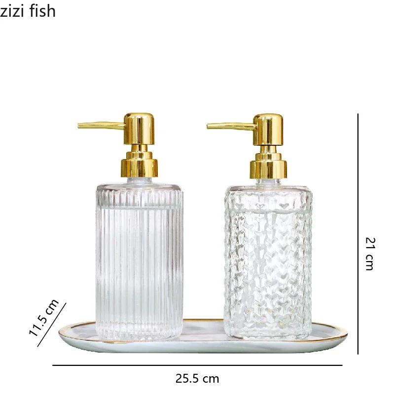 Стеклянная бутылочка для лосьона-антисептика для рук Металлическая керамическая подставка Коричневый Желтый Нажимной тип Бутылочка для шампуня Диспенсер для мыла в ванной Комнатная декорация