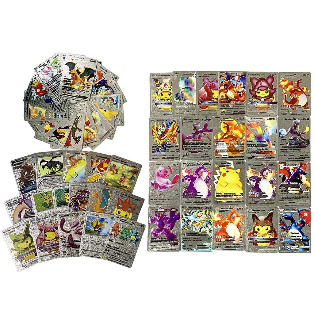 55 карт TCG в ассортименте из золотой фольги, карты GX V-Vmax DX Charizard, обычные/необычные карты, коллекция карт V-max