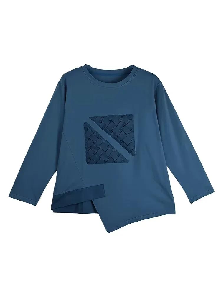 Xitao Однотонная женская футболка с длинным рукавом в стиле пэчворк LJ1078