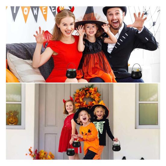 Ведро для конфет на Хэллоуин, черный держатель для котла, опора, чаша, украшения для Хэллоуина, ведро для вечеринки, Кошелек или жизнь, домашний праздничный декор