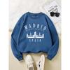 Women's Hoodie with Royal Madrid Palace Print, Hip-Hop Crew Neck Pullover