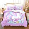 Rainbow Unicorn King Queen Bedding Set Cartoon Animal Magic Animals Bedding Set for Kids Teen Cosmic Fantasy Double Full Size