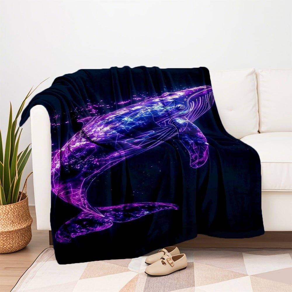 Neon Whale Phone Case Cover for iPhone Samsung GalaxyBlanket Flannel Throw Blanket for Sofa, Bed, Travel, Camping, Office, Couch, Chair, And