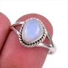 Натуральный Радужный Лунный Камень Драгоценный Камень Ручной Работы Твердое Серебро 925 Подарочное Кольцо S.8 Q7Q49