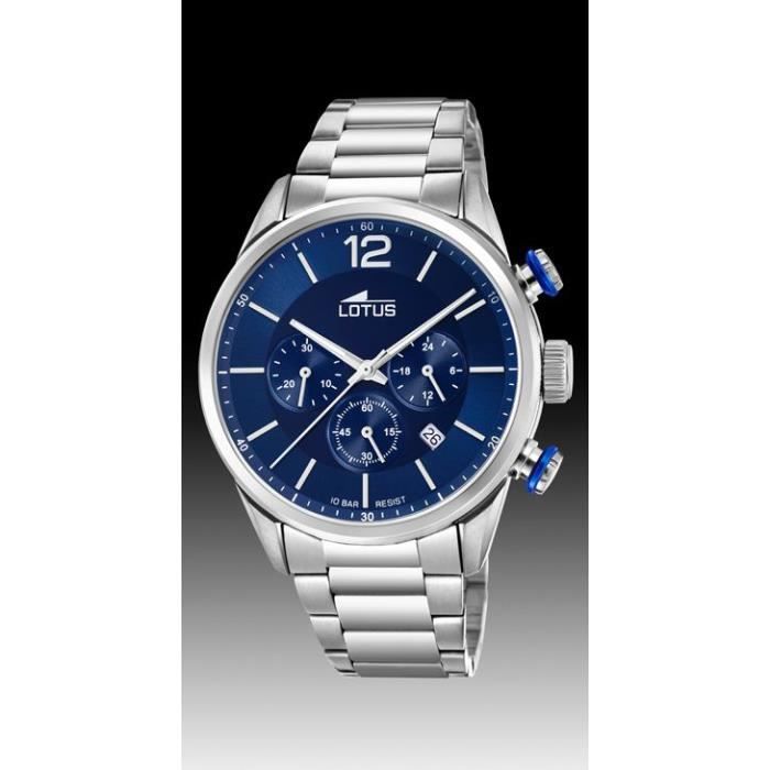 Montre - Lotus - 18688/1 - Chrono Sport - Cadran Bleu - Acier - 43mm - Étanche 100m