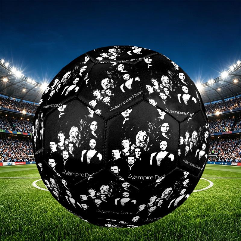 The Vampire Diaries Print Size 5 Soccer Ball, PU Wear Resistant Football for Match Training and Daily Practice, Birthday Gift for Soccer Fans