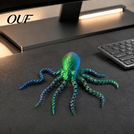 Фигурка осьминога, 3D-печатное морское животное, игрушка-антистресс, гибкая шарнирная фигурка с щупальцами, сенсорная игрушка, настольное украшение с подвижными суставами для дома