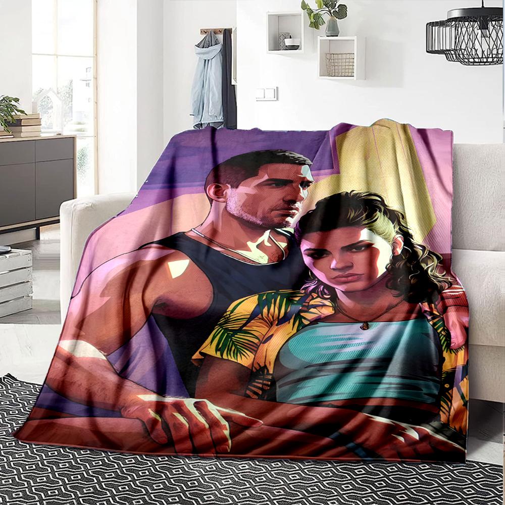 1pc GTA Blanket, Gift, for Men and Women, Soft Blanket, Good for Sofa Bed Couch Travel, Lightweight Flannel Blanket
