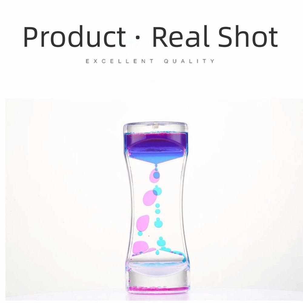 Double Colors Oil Hourglass Timer Creative Acrylic Movement Sensory Toys Visual Descending Sensory Bubble