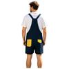 S-XXL Men Cartoon Dinosaur Printed Overalls Pajamas Back Color Blocking Pockets Adjustable Straps Bib Shorts Rompers Sleepwear