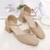 Модная женская обувь милые туфли с круглым носком высокого качества весна и лето туфли на квадратном каблуке женская мода милые бежевые офисные туфли ea280