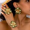 Fashion Flower Earrings Ring Bracelet Set