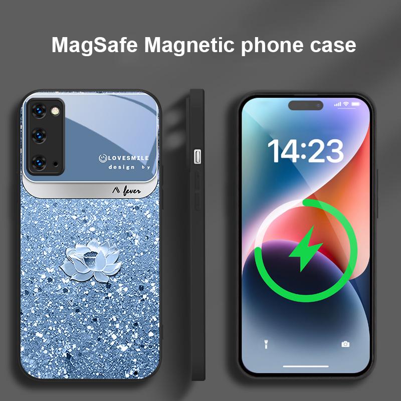 Розовый градиентный лотос Для Samsung S25 S25 Edge S25Ultra S8 9 10 20 S21 Pro 22 Plus S23 FE S24 Ultra Magsafe Стеклянный чехол для телефона