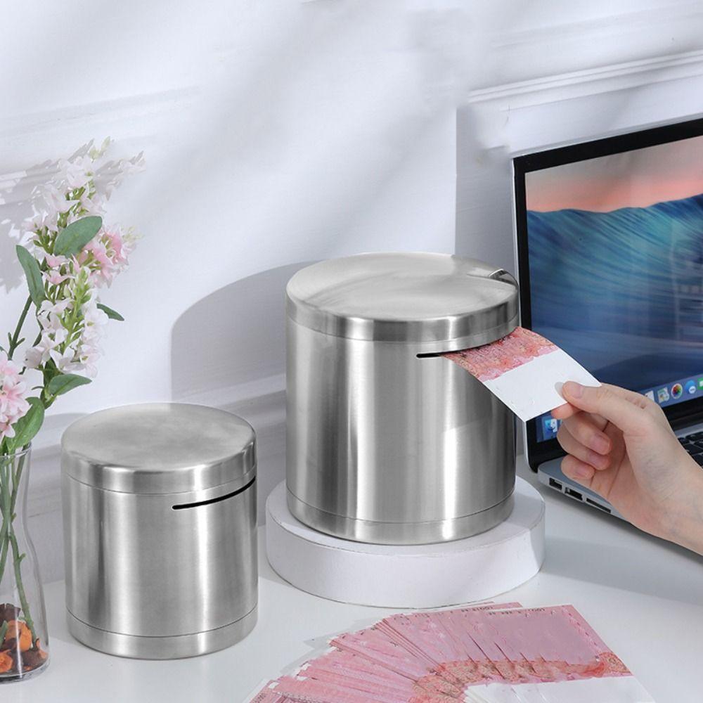 Копилка из нержавеющей стали, большая емкость, коробка для хранения монет, копилка, День Рождения