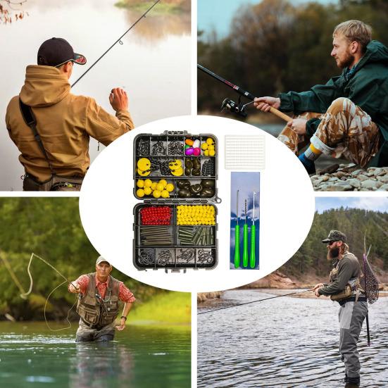 Набор рыболовных аксессуаров для карпа 143/145 шт. с двухсторонней коробкой Рыболовный крючок Оснастка Рукав Поплавок Вертлюг Игла Мужская рыболовная снасть для ловли карпа