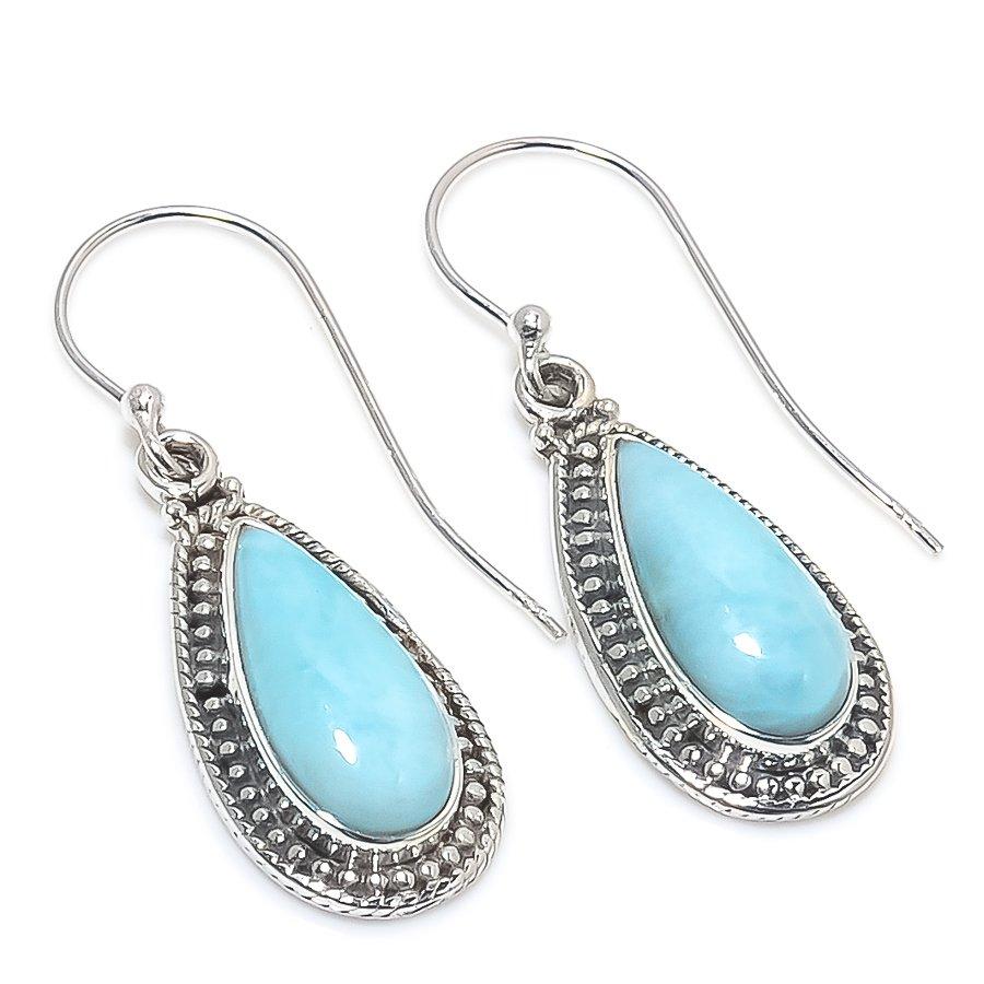 Natural Republic Ларимар Драгоценный камень 925 Проба Стерлинговое серебро Серьга 1,50" K5i18