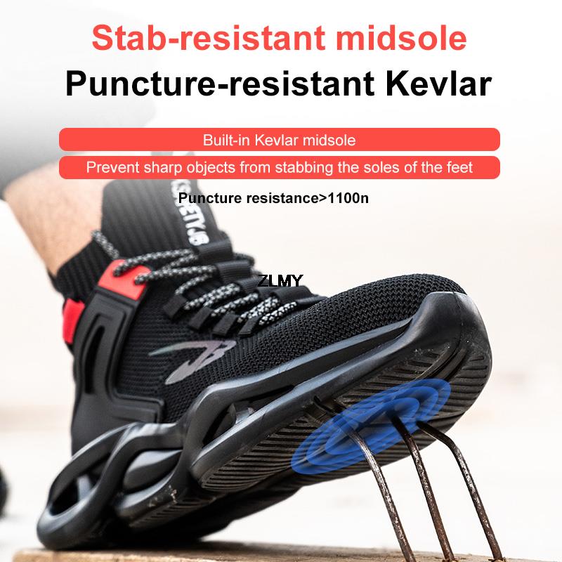 Модные легкие защитные ботинки для мужчин, дышащие рабочие защитные ботинки со стальным носком, модные рабочие ботинки для мужчин, кроссовки с защитой от ударов и ударов