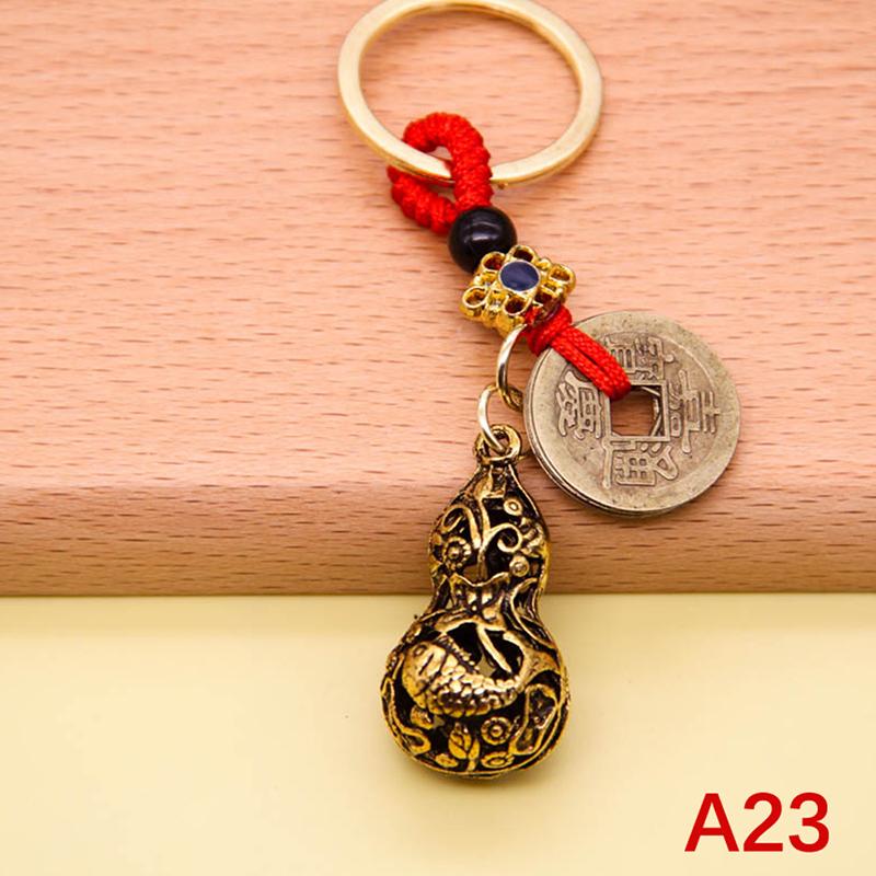 Винтажный медный брелок для денег, монет, монет удачи, брелок для ключей в стиле фэн-шуй с тыквой
