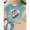 New Funny Animal Cat 3d Print Girls' T-Shirts Party Fashion Short Sleeved Tops Tee 2025 Casual T-Shirts Girls' Clothing