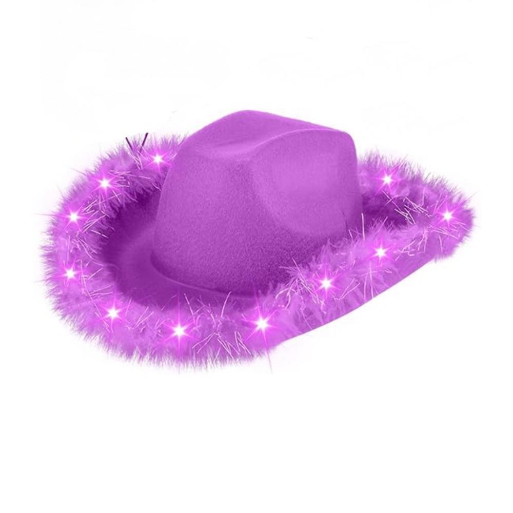 Ethnic Style LED Cowboy Hat Wide Brim Costume Hat Party Supplies Cowgirl Hat  Birthday Party