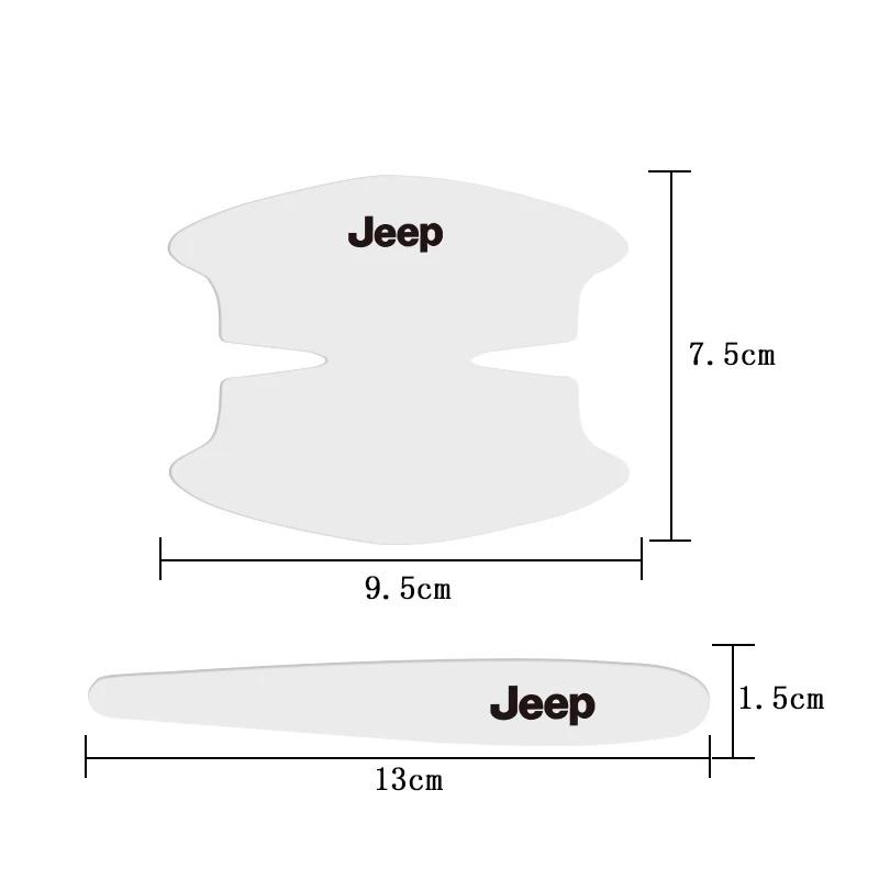 Car Door Handle Scratch Protector Sticker for Jeep Renegade Wrangler JK JL Grand Cherokee 8Pcs Transparent Exterior Accessories
