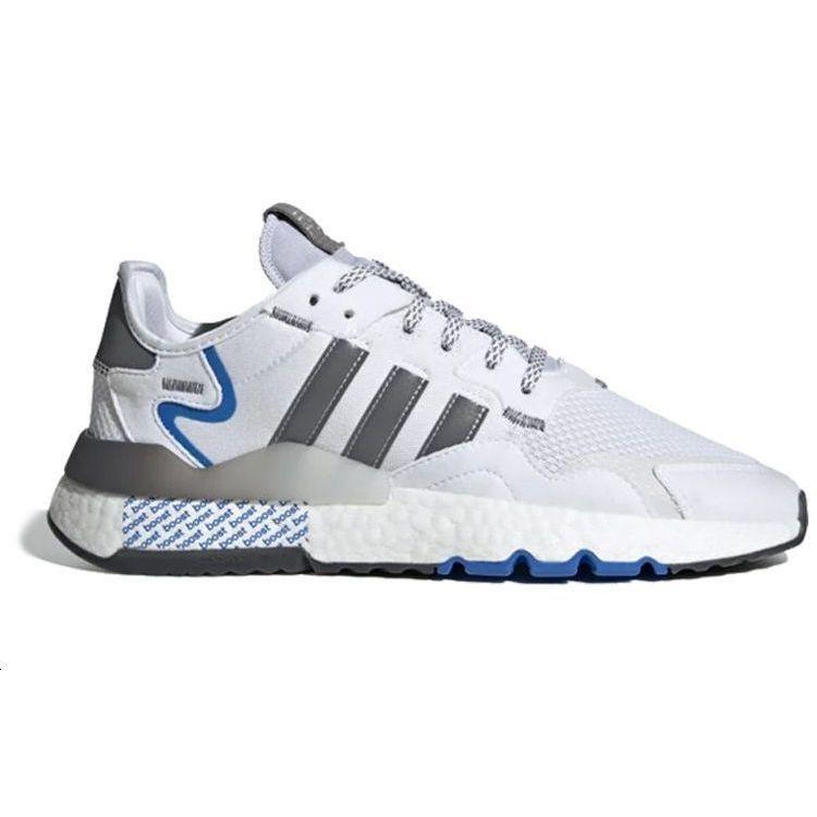 adidas Оригинальные Nite Jogger Тканевые Ретро Лоскутные Спортивные Амортизирующие Низкие Повседневные Кроссовки Унисекс Серый Белый Синий FV6624