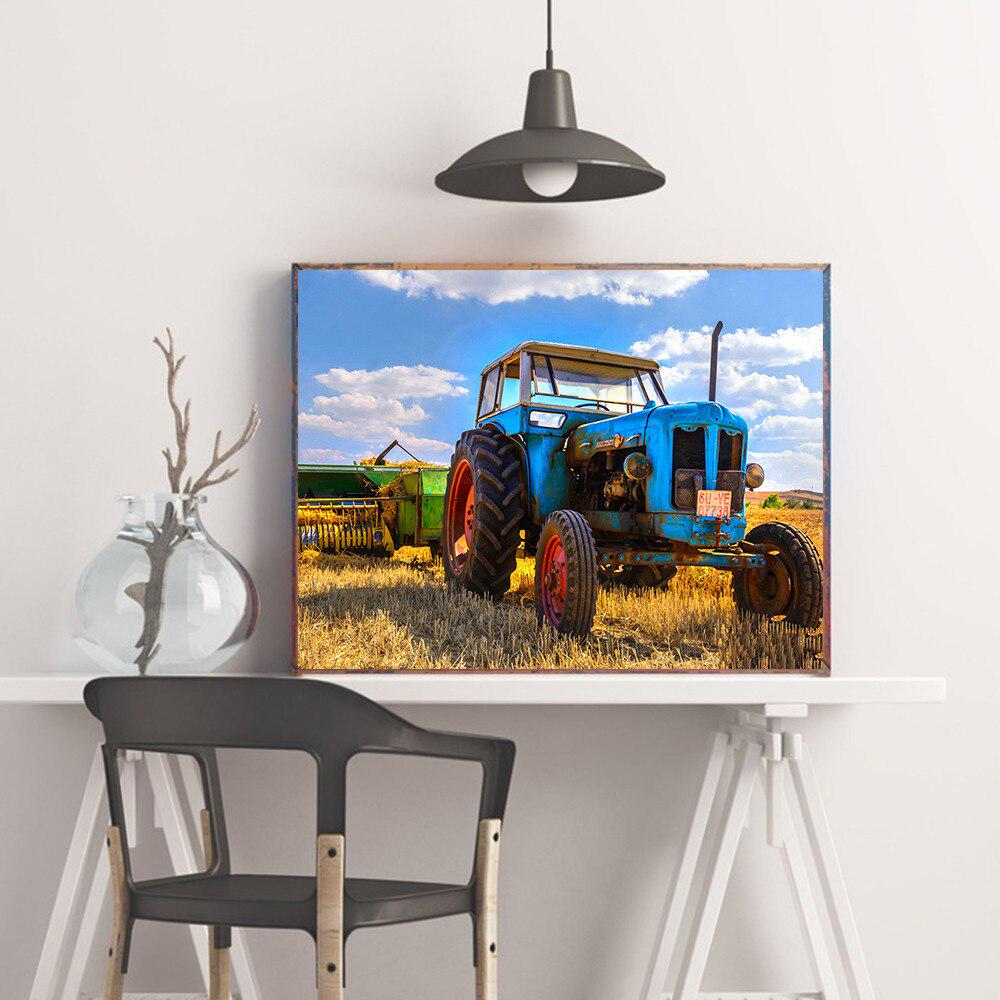 Полная круглая Алмазная мозаика Грузовик Алмазная картина Пейзаж Картина со стразами Алмазная вышивка