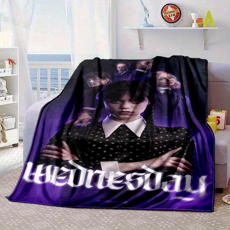 Wednes-day Gothic Blanket Flannel Blanket for bed, sofa, Camping, Hiking, Picnic Essentials, gift for family Fan gifts