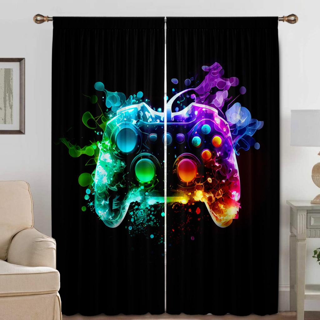 2PC Cool Curtain Gamepad Gamer Game Controller Console Curtains, подходит для кухни, кафе, гостиных, балконов, садов