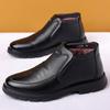 Мужские деловые кожаные туфли зимние высокие бархатные теплые повседневные мужские туфли на одной педали практичные папины зимние ботинки