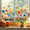 Colorful Floral Static Sticker Double-Sided Waterproof Flowers Sticker Spring Window Clings for Glass Windows Doors Home Office Decor