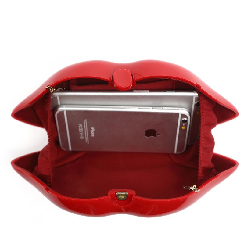 Women's Shoulder Bags Clutch Evening Bag Female Lady's Handbag New Sexy Red Lips Acrylic Small Designer Luxury Crossbody Bag