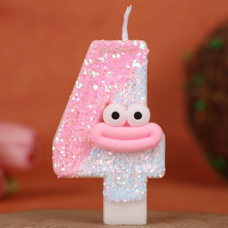 Sausage Mouth Cartoon Number Birthday Candle Cake Decoration Holiday First Birthday Celebration Handmade Candle 0-9diy