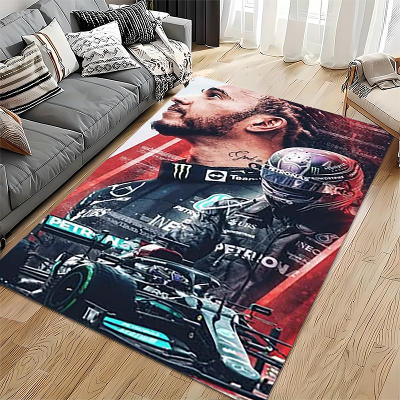 Спортивный ковер, Постер Льюиса Хэмилтона Mercedes F1 Red, Декор для фанатской комнаты, Нескользящий коврик